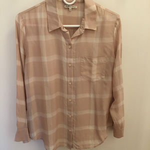 Madewell Silk Button Down Pink Plaid Size Small